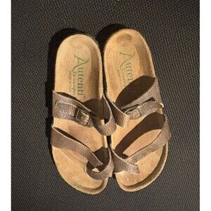 Autenti Cork Footbed Leather Crisscross Strap Sandals Women’s Tan EUR 38 US 7.5